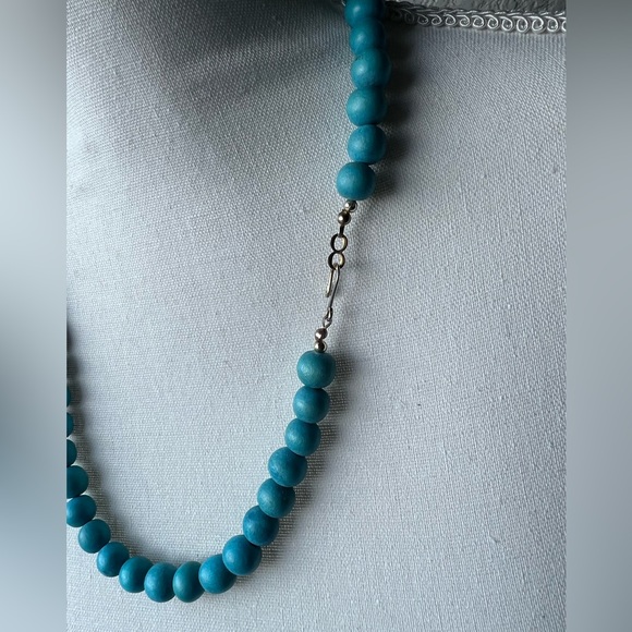 Vintage Necklace BoHo Bohemian Turquoise strand wood Beaded 24" Beach - Picture 8 of 8